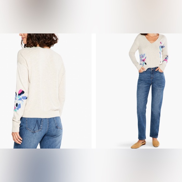 NWT NIC+ZOE BLOOMING SHORT V SWEATER. Size XL - Picture 4 of 9